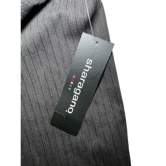 Sharagano Trouser Pant Women 8 Black Pinstriped Stretch Straight Leg Flat Front - Picture 4 of 6